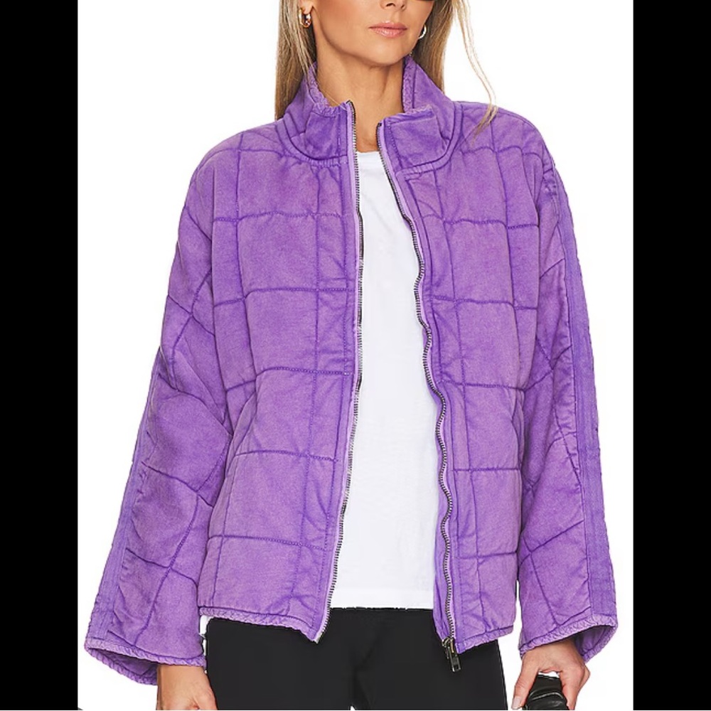 Free People Quilted Plush Jacket in Purple